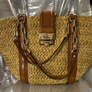 Large Michael Kors rare straw tote